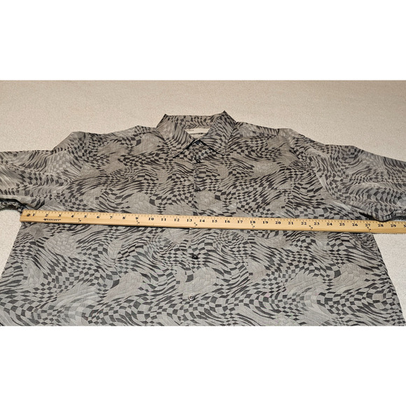 Perry Ellis Men’s XXL Long Sleeve Shirt Gray Geometric Abstract 100% Cotton - Picture 5 of 11